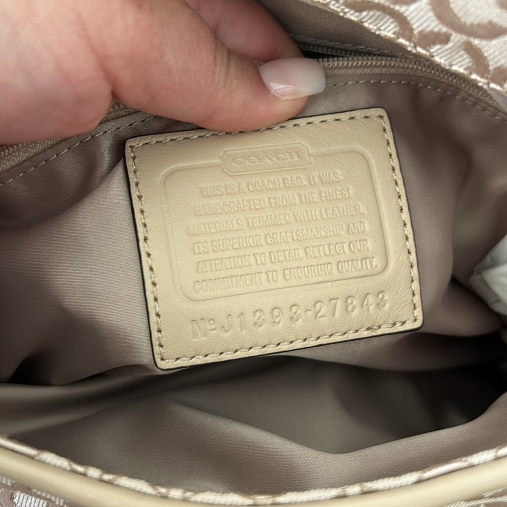 Coach Beige Signature Shoulder Bag - Picture 12 of 17